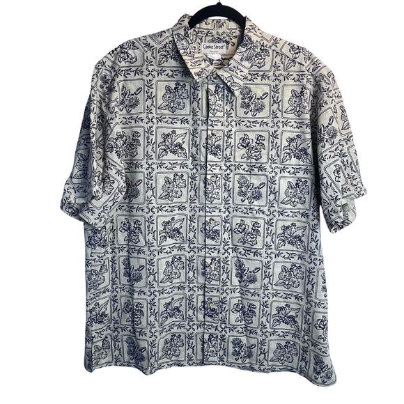 Vintage Cooke Street Honolulu Hawaiian Men's 2XL Blue Floral Print (D471) - Picture 4 of 7